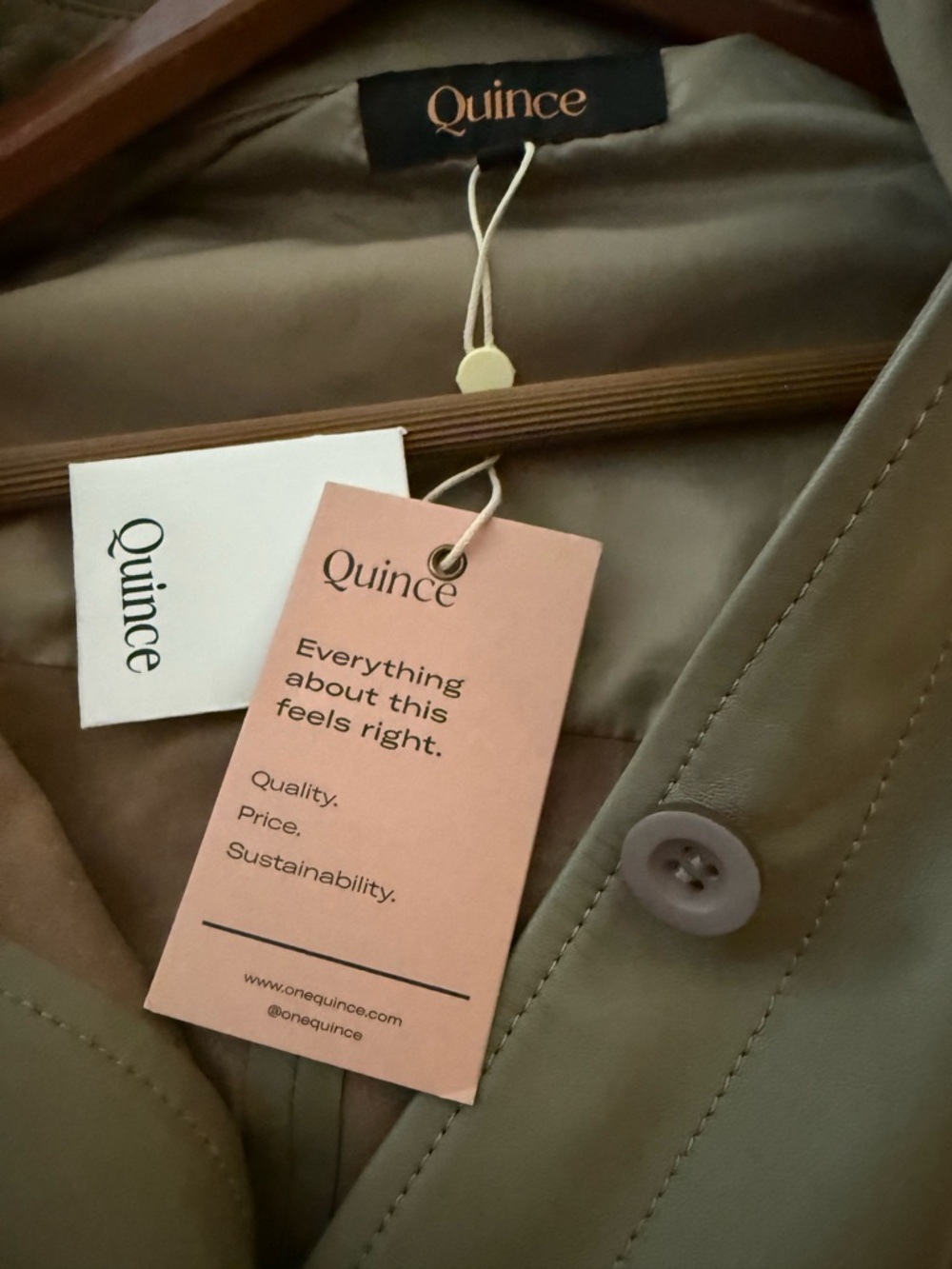 Quince Olive-Tone Leather Button-Up Jacket - Picture 5 of 6